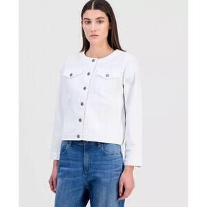 NEW EILEEN FISHER round neck denim jacket in white